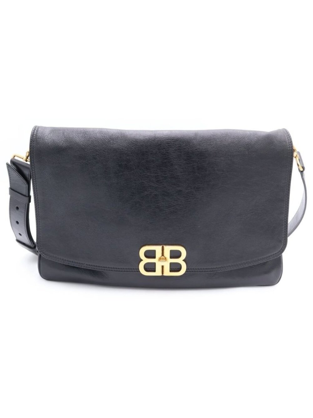 Balenciaga BB Soft Large Flap Bag BB Chain 2-Way Bag Black Gold